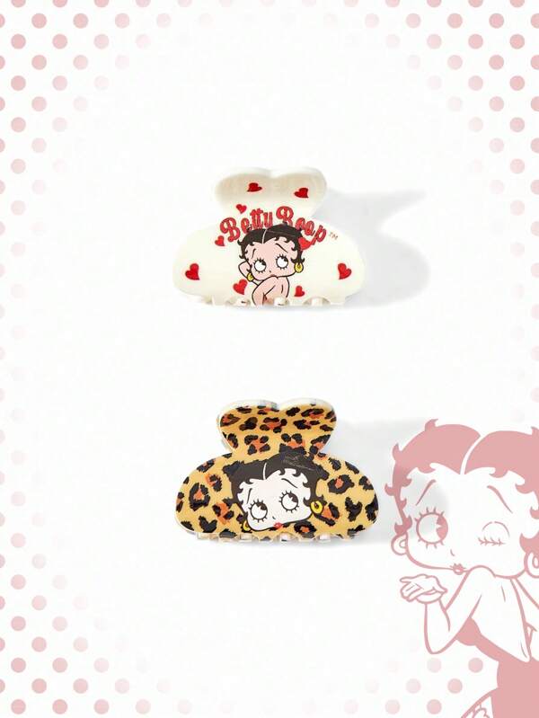 Betty Boop | ROMWE 2pcs Figure Graphic Cute & Fashion Hair Claws