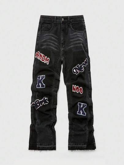 Street Life Jeans casual da uomo in denim con tasche toppe