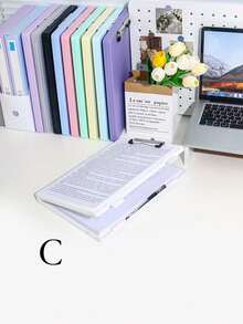 SHEIN Random 1 PC Large Capacity File Organizer - Personalized A4 Size, Board Clip, Storage Function 2 In 1 Study Material Organizer - Ultimate Organization And Information Book Classification - Office Desk Accessories For Subject Management