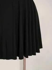 SHEIN PETITE CURVE Plus Size Black A-Line Mini Dress With Flounce Sleeves And Ruffle Hem For Fall Black Dress Fall,Wedding Guest Dress Women Black Dress Summer Black Western Dress Gothic Summer Clothes Witchy Dress Cute Black Dress - Black - View 7