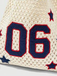 ROMWE Kawaii 女士镂空数字五角星图案单肩包 - 杏色 - 查看 4