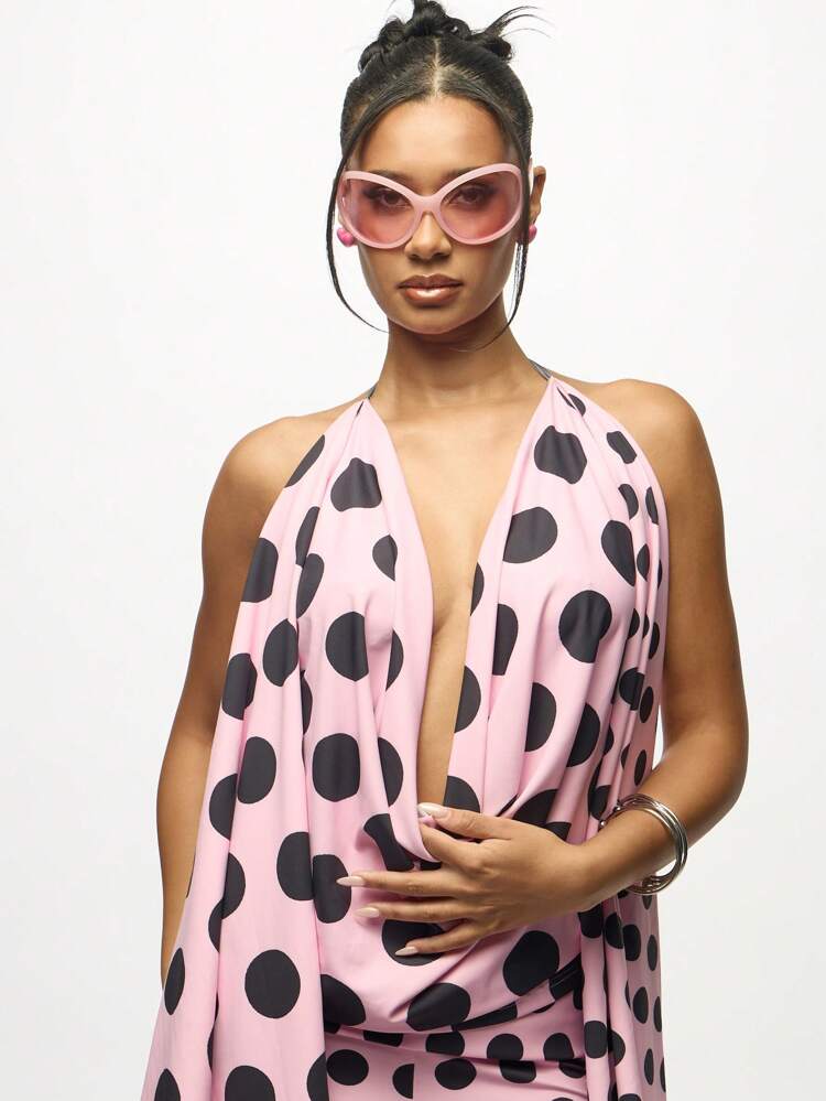 SUMWON WOMEN Drapierte Bluse mit Polka Dots und Glockenärmeln