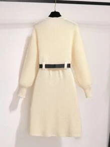 Franclia Autumn/Winter New Versatile Elegant Minimalist Women Sweater Dress Fall Cloth For Women - Apricot - View 2