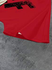 PAVTROS 男士圆领插肩袖字母图案休闲 T 恤，夏季 - 彩色 - 查看 5