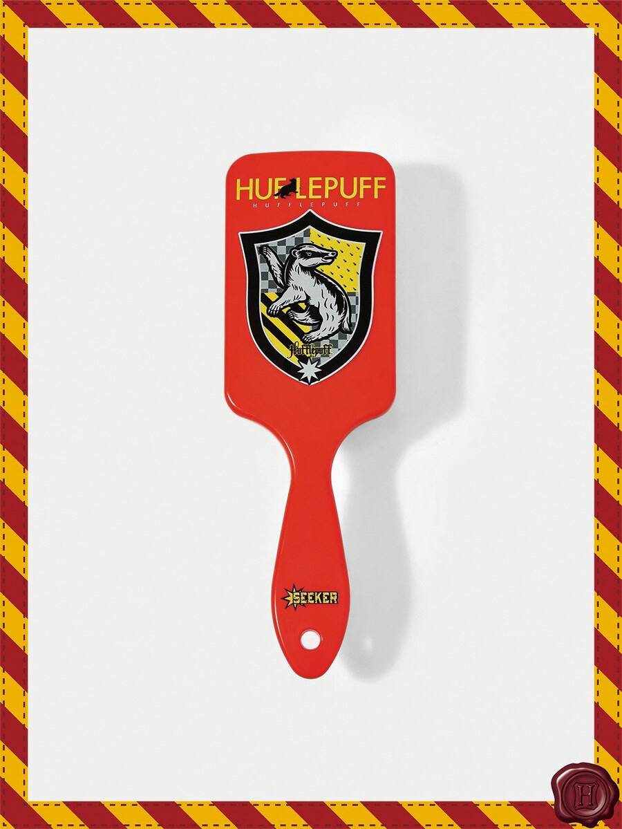 HARRY POTTER X SHEIN Animal Printed Hand-Held Massage Air Cushion Comb, One Of The Four Colleges, College Badger Logo Flag Pattern Airbag Comb, Letter Printed Daily Necessities Hairdressing Comb At The Beginning Of School Season, Durable And Practical Comb, Small Gifts For Back-To-School Season, And Gifts For Friends Or Family. - Multicolor - View 1