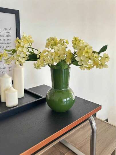 Cirelle 复古绿色玻璃花瓶，高端瓶颈圆形桌面花瓶，灯泡造型，适用于客厅、卧室装饰、玄关桌、置物架、咖啡桌、浴室、办公室、婚礼中心摆件、家居装饰，适合作为情人节礼物、送给女孩的礼物、送给家人的礼物，时尚家居装饰品