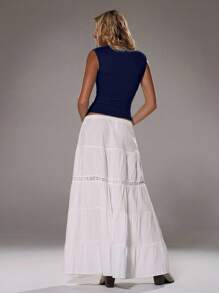 TRNVIE Women's Deep V-Neck Tight Casual Versatile Top, Spring/Summer - Navy Blue - View 2