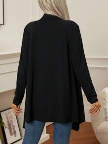 SHEIN Women's Black Asymmetric Hem Loose Casual Maternity Cardigan - Black - View 3