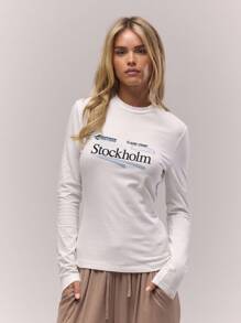 MUSERA Áo thun dài tay ôm dáng cổ tròn in họa tiết, thích hợp cho mùa thu, phong cách cổ điển, dễ thương, đồng quê, nhà tranh, phong cách thanh lịch, thoải mái, dành cho nữ, màu caramel, mùa xuân hè, đi nghỉ mát. - trắng - Xem 1