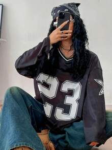 Coolane Modische Streetwear für Tween Mädchen, Farbblock, weite Langarm-Sweatshirts - Schwarz - Übersicht 3
