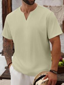Manfinity Homme Chemise à manches courtes unie décontractée pour homme en grande taille, été - Nude - Voir 4
