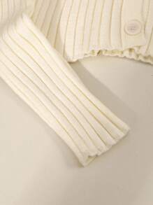 GlowEve 海军领杏色针织开衫，女款，秋冬 - 杏色 - 查看 3