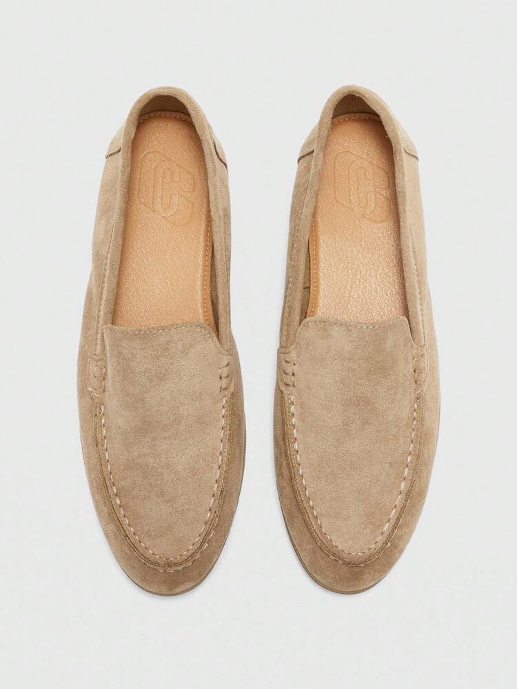 CUCCOO BIZCHIC Women's Apricot Suede Comfortable Casual Loafers, Flat Slip-On Shoes Suitable For Outdoor, Commuting, Work, Daily Wear, Versatile For Christmas Spring Shoes