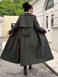 Vionelle Plus Size Women's New Autumn/Winter Long Windbreaker Jacket, Fashion Loose Niche Waterproof Outdoor Mid-Length Coat Women Trench Coat Long Rain Coat For Women Waterproof Trench Coat Women Outerwear Windproof Trench Coat Fall