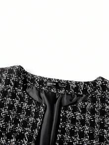 Ellevyn Women's Plaid Long Sleeve Button Design Elegant Overcoat, Women's Winter Coat,Winter Clothes For Women - Black - View 3