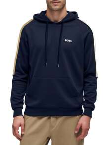 Hugo Boss Men's Raglan Sleeve Long Sleeve Drawstring Hoodie - 403 Dark Blue - View 1