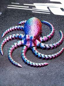 1PC 3D打印柔性章鱼，激光切割彩色软体动物，可活动关节，可自由造型的创意玩具，章鱼关节可活动鱼缸装饰，景观章鱼模型摆件，圣诞鱼缸景观桌面摆件 - 紫色 - 查看 2