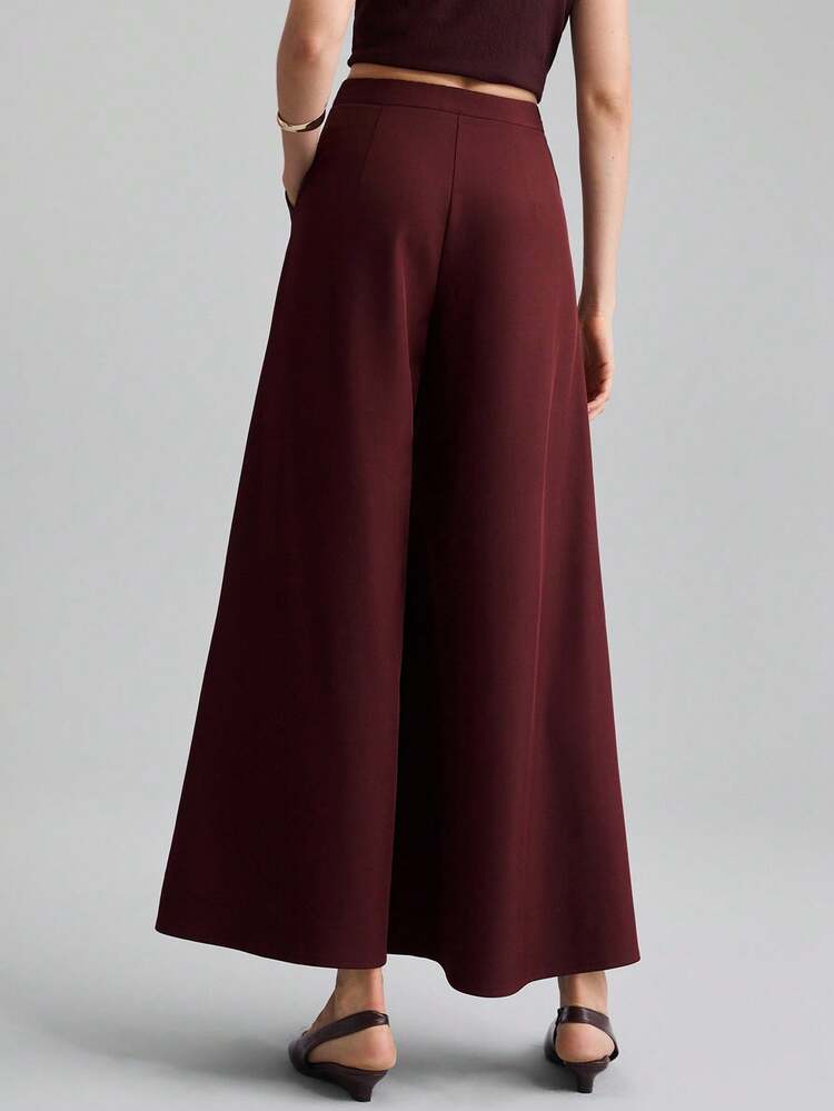 2025 New, Autumn/Winter Apparel, All Season Wear, Back To School Looks, Halloween & Christmas, Teacher Attire, Casual Outings, Women's Business Casual Solid Color Pocket Wide Leg Loose Suit Pants