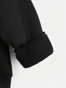 Tween Boy Letter Print Warm Hoodie Sweatshirt, Casual Sports Suitable For Spring & Autumn Daily Wear - Black - View 5