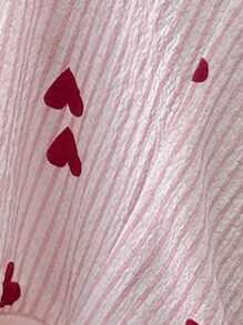 Dream Adore Women's Collared Heart Striped Long Sleeve Pink Top & Pants, Valentines Day Pajama Set, Fall Winter Clothes Cozy And Elegant Details