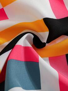 SHEIN Young Girl Geo Print Belted Dress - Multicolor - View 3