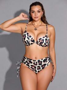 Shapewave Bộ bikini tắm nữ size lớn họa tiết da báo thắt nơ trước gợi cảm, đi biển mùa hè - Nhiều màu - Xem 4