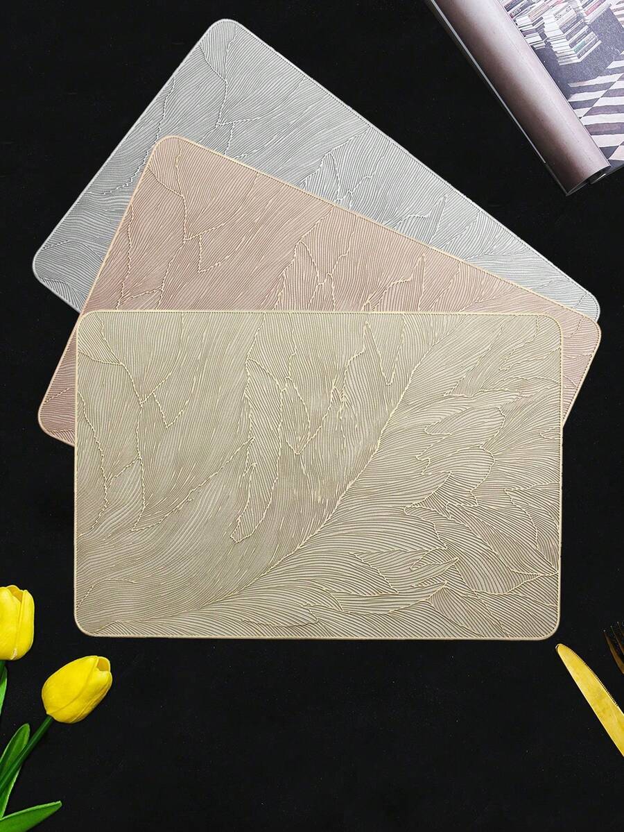 SHEIN 1-8 miếng lót đĩa PVC hình chữ nhật đơn giản, có thể giặt, dễ vệ sinh, có thể lau chùi, không trơn trượt, chịu nhiệt, miếng lót bàn ăn, màu Acacia ngọt ngào, miếng lót đĩa thanh lịch, cách bày bàn, miếng lót bàn bếp, trang trí tiệc cưới ngày lễ - Nhiều màu - Xem 1
