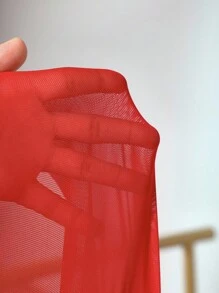 Menodora SHEIN Sport Bộ đồ liền thân khiêu vũ hở vai xếp nếp màu trơn - Đỏ - Xem 8