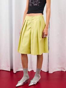 COUREZ Low Waist Longline Pleated Shorts /Y2K Fall Women Clothes Fall Clothes Casual Cute Elegant Vacaction  Autumn Back To School