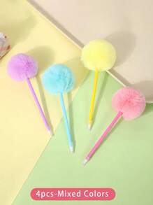 1 件/4 件，塑料毛球笔卡通可爱学生手账笔少女心学校婚礼礼物笔，适合，返校，学校用品，卡哇伊文具，学校颜色，文具，书写笔返校 - 彩色 - 查看 18