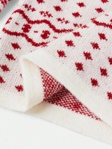 Tween Girl Casual Fitted Long Sleeve Crew Neck Sweater Dress Christmas Sweater Dress Autumn Winter Clothes For Girl - Beige - View 4