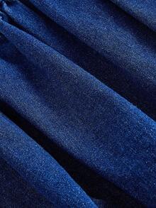 SHEIN MOD 女式露背挂脖牛仔连衣裙 - 藍色 - 查看 4