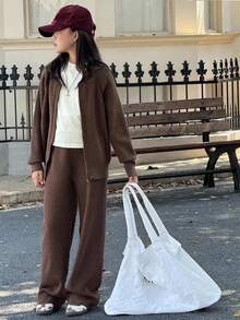 DAZY Tween Girls Sweater Set, Fall - Coffee Brown - View 1