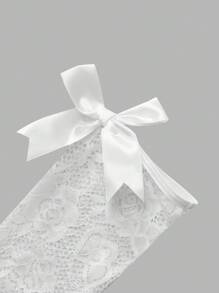 4pcs/Set Wedding Season Lace Nightgown Babydoll + G-String + Bow Decor Gloves Bowknot - White - View 7