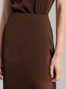 Ontre 2025 New 2026 Spring/Summer Casual Daily Style Business All-Match Versatile Skirt - Chocolate Brown - View 7