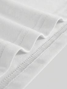 ROMWE MEN Street Life 男式哥特式图案印花短袖T恤，夏季，万圣节 - 白色 - 查看 3