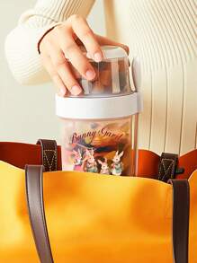 ROMWE Fairycore 1pc Salad Cup, Fruit Bento Box, Vegetable Salad Preservation Box, Office Lunch Box, Microwave Heating Portable,Bunny Print, Easter Pattern, Decoration - Multicolor - View 3