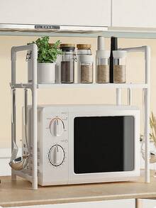 SHEIN 1pc Multi-Functional Countertop Storage Rack, Thickened Kitchen Microwave Oven Rack, Household Storage Shelf For Kitchen, Living Room, Bedroom Tabletop