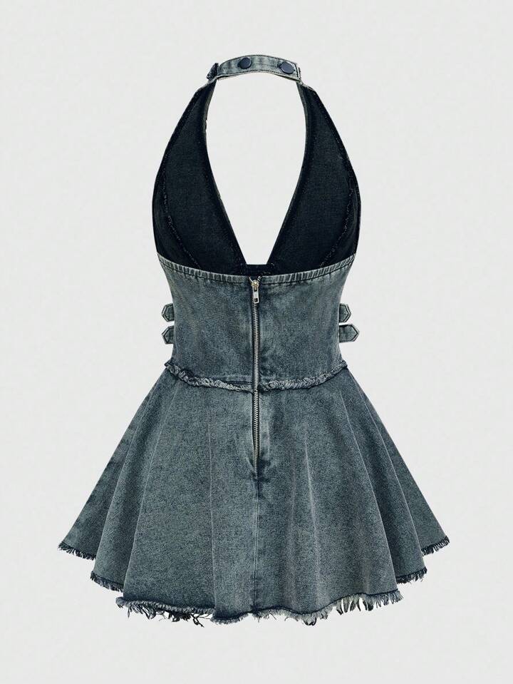 back to school denim dress Color Me Pretty Ruffle Sleeve Denim Dress PRE-ORDER