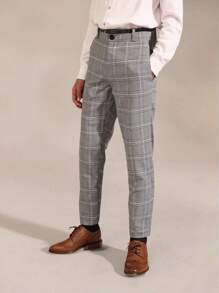 SHEIN Ragazzo Tween Pantaloni a quadri con vita elastica