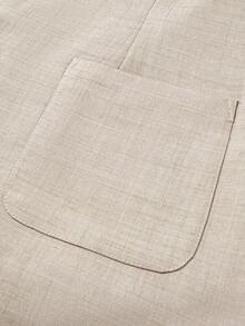 Calvornis Herren Einfarbiger Jackett-Kragen Langarm Jacke und Hose Lässig anzug Set - Khaki - Übersicht 3