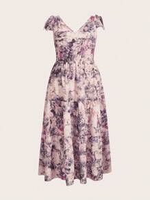 Ellevyn 大码优雅全印花无袖连衣裙，夏季女士教师服装 女士办公室服装 女士教师服装 女士机场服装 女士紫色服装 大码女装 外出服装 秋季服装 粉色连衣裙 女士超长连衣裙 女士连衣裙 女士连衣裙 优雅优雅女士连衣裙 大码女士秋季连衣裙