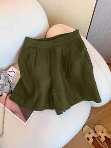 Airaco Women's Knight Print Single-Breasted Pocket Shirt And Shorts Casual 2 Pieces Set - Army Green - View 5