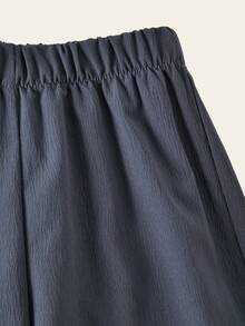 SHEIN Explorewe 1 szt. Dziewczęce spodnie z teksturowanej tkaniny premium, białe, casualowe, wysokiej jakości, wygodne, długie, nowa letnia kolekcja