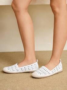 Styleloop Women's Flat Woven Shoes, Bohemian Style, Suitable For Summer Outfits - White - View 5