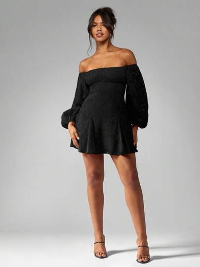 MISSGUIDED Devore Chiffon Mini Skater Dress With Balloon SleevesMISSGUIDED