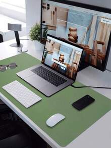 SHEIN Tấm lót bàn bằng da, Tấm lót chuột, Tấm lót bàn văn phòng, Tấm lót bàn máy tính xách tay, Tấm lót viết chống thấm nước cho văn phòng và gia đình - xanh quân đội - Xem 5