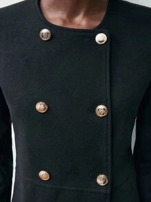 Maija 女士金属双排扣圆领西装外套及迷你裙，女士冬季装，女士冬季外套，圣诞派对，女士新年夜，圣诞派对，女士休闲装，休闲装，黑色女士装，现代都市 - 黑色 - 查看 9