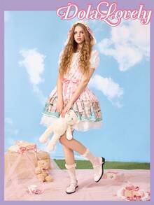 Dola Lovely Giày cao gót thanh lịch Bow Decor Mary Jane - Màu Hồng baby - Xem 2
