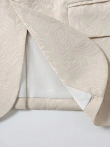 Manfinity Mode Conjunto de Blazer e Calça em Jacquard de Cor Sólida para Homens Plus Size - Preto - Visão 7